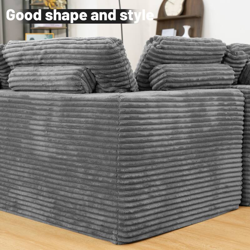 Sofa 135-in Casual Gray 6 -seater Reclining Sectional - 8' x 10'