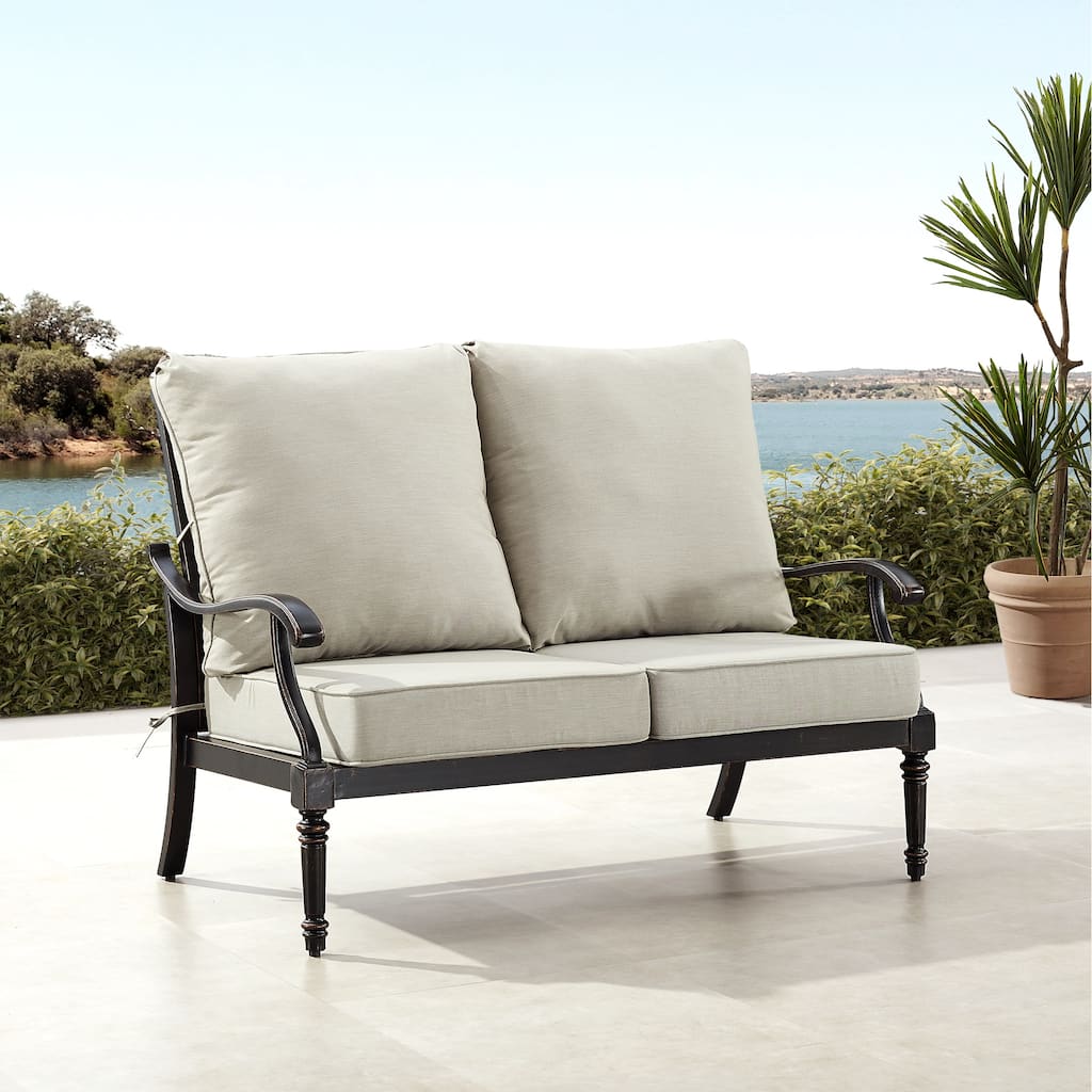 Black Aluminum Deep Seating Deep Seating Loveseat with Cushions