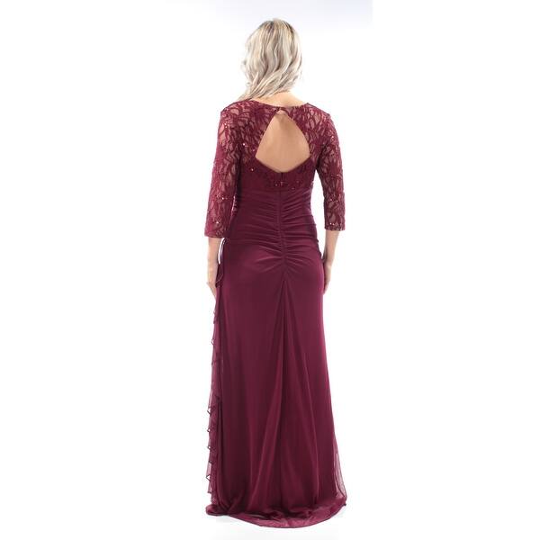 Shop Womens Burgundy 3 4 Sleeve Full Length Sheath Wedding Dress