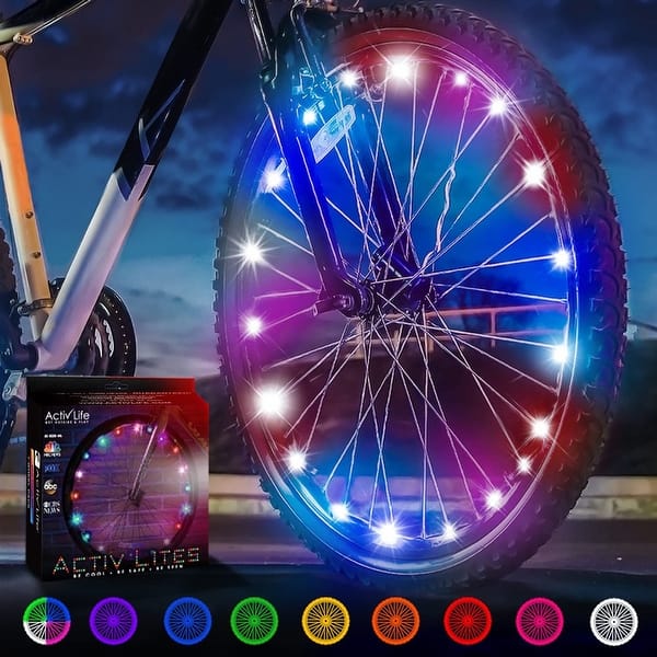 slide 2 of 6, Activ Life LED Bike Wheel Lights (1 Tire, Galactic), Brighter & Visible from All Angles, Fun for Night Rides & Safety