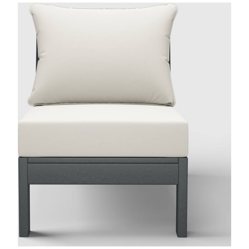 Birchwood All Weather HDPE Outdoor Patio Deep Seating Gray Armless Chair With Cushions (1-Piece)