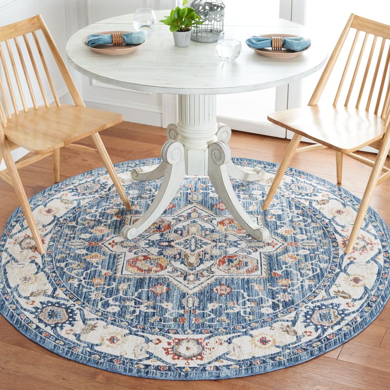 SAFAVIEH Olympia Oketa Abstract Rug - 6' Round - Blue/Ivory