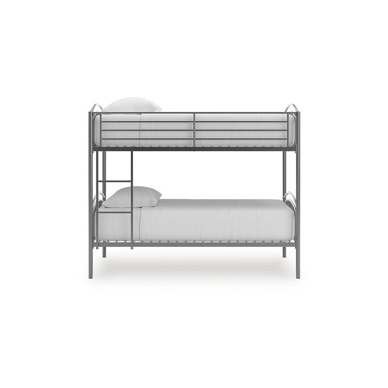 Signature Design by Ashley Graymound Gray Twin over Twin Bunk Bed with Ladder