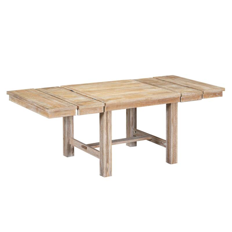 Roomfitters Farmhouse 82" 6-Piece Extendable Dining Table Set with Upholstered Chairs and Bench, Natural Beige