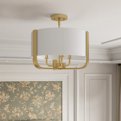 Vernitta 3-light Mid-century Modern Drum Semi-flush Mount Ceiling Lights - 16.75 inches