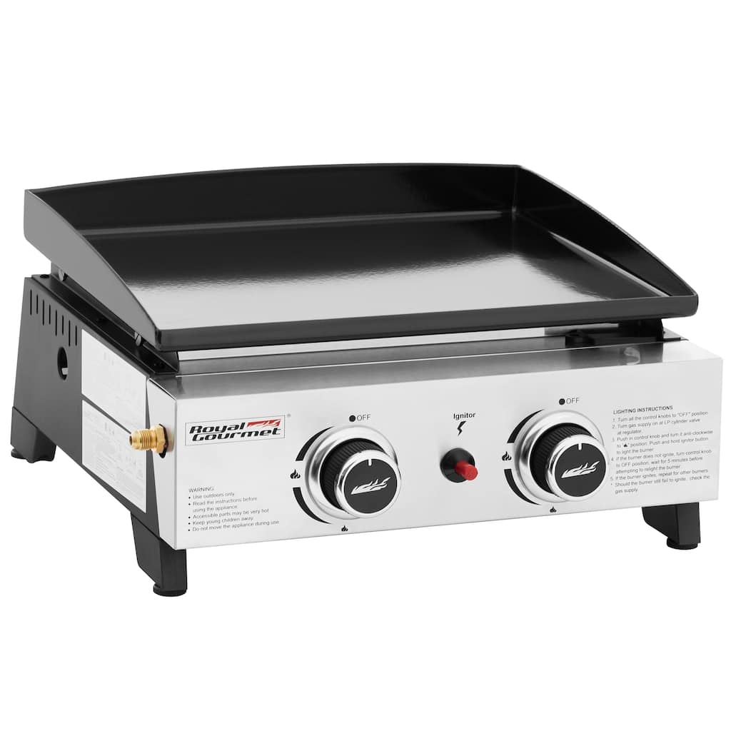 Royal Gourmet Portable 2-Burner Portable Grill Griddle,Black & Silver