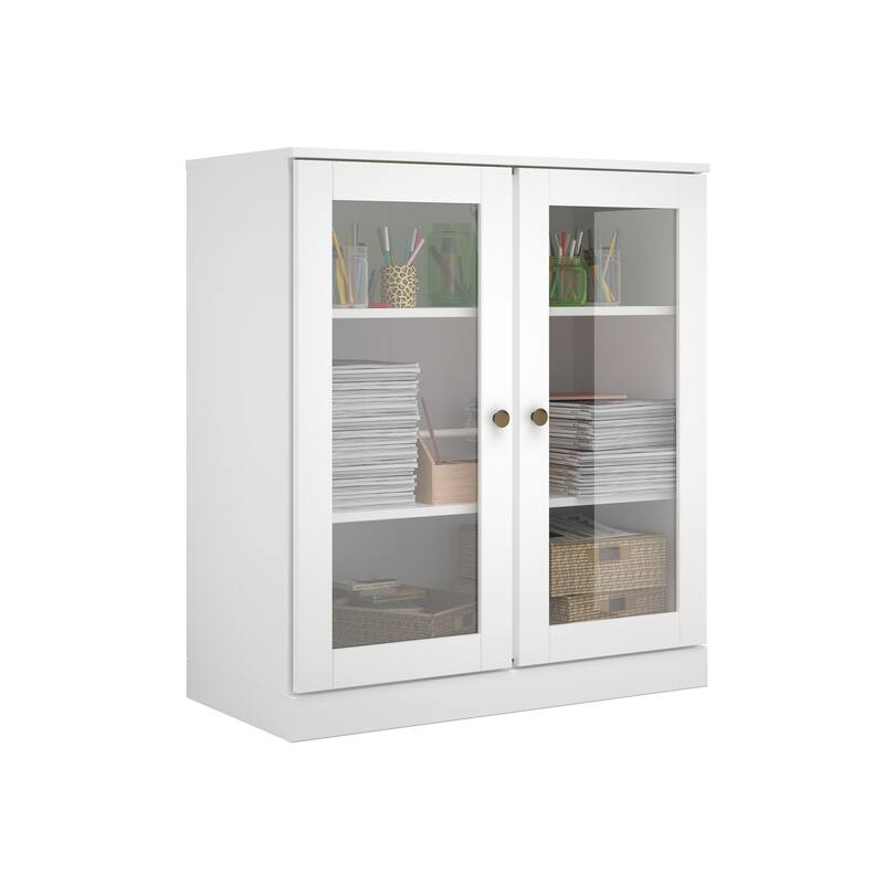 Palace Imports 100% Solid Wood TV Stand with Clear Glass Doors for TVs up to 32"