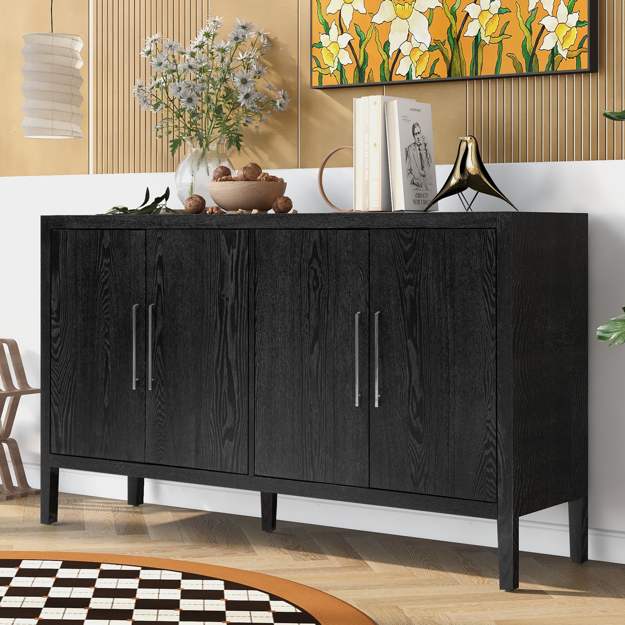 Modern black store buffet cabinet