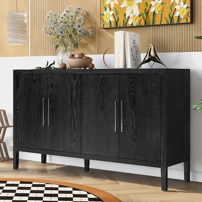Roomfitters Storage Cabinet Sideboard Wooden Cabinet with 4 Metal Handles, 4 Shelves, and 4 Doors for Hallway