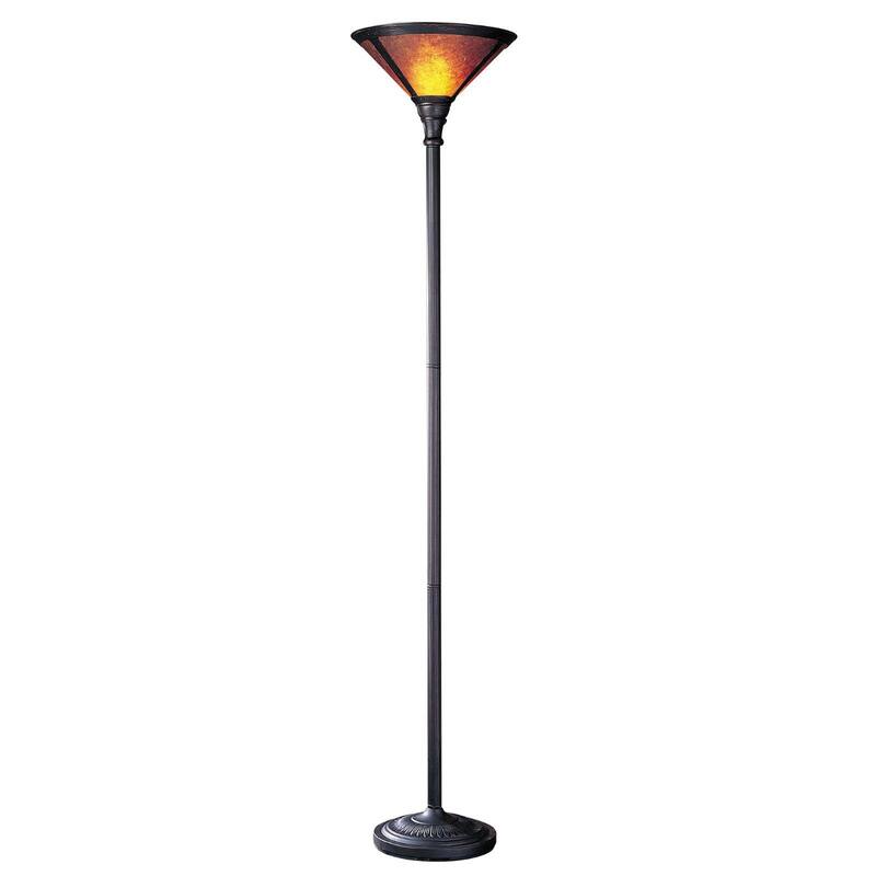 71" Rusted Torchiere Floor Lamp With Brown Dome Shade - 15" x 15" x 71"