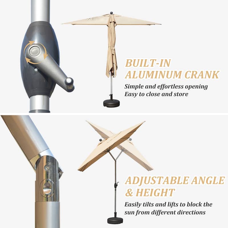 GDFStudio - Rectangular Patio Umbrella with Crank Lift and Multi-Angle Tilt, UV-Resistant Outdoor Shade