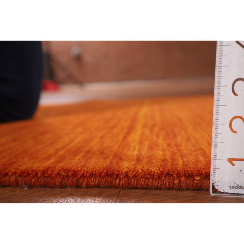 Hand Knotted Oriental 100% Wool Carpet Tribal Stripe Oranges & Rust Gabbeh Runner Rug - 10' 9'' X 2' 6''