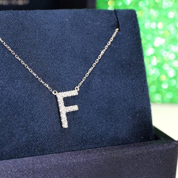 Lab Grown Diamond 'F' Letter Initial Necklace, 1/5 Ctw 10K ...
