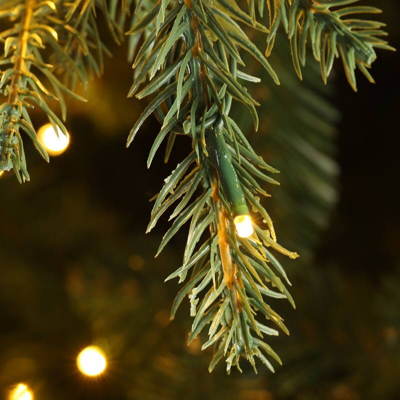 Glitzhome 7.5ft/9ft Pre-Lit Full Fir Artificial Christmas Tree w/Foot Pedal & Remote Control Simple Setup
