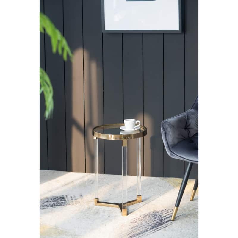 Round Accent End Tables with Glass Top - 24.25" - Set of 2