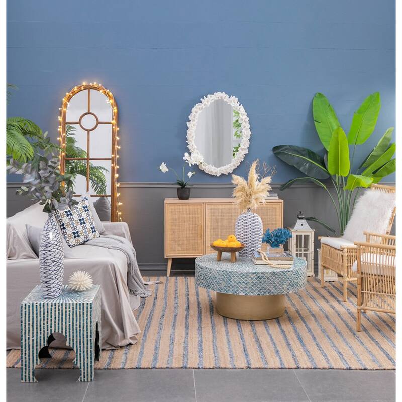 Coral Framed Oval Wall Mirror - 35.5" - White