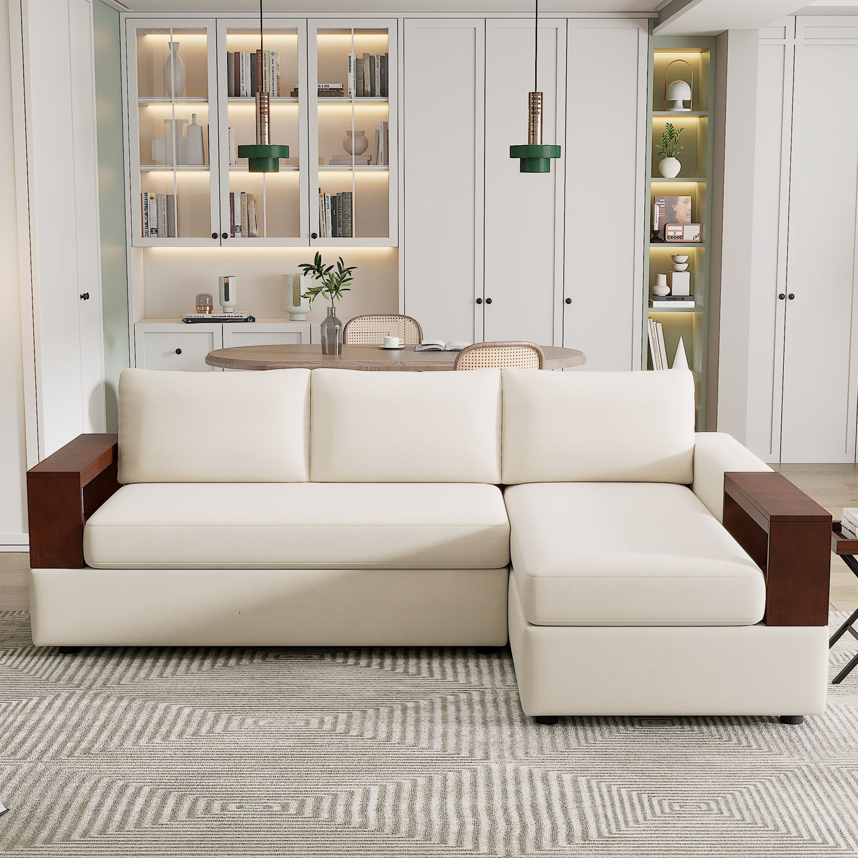 118'' Large Cloud Plush Corner Sectional Sofa Couch with Ottoman for Living Room Set