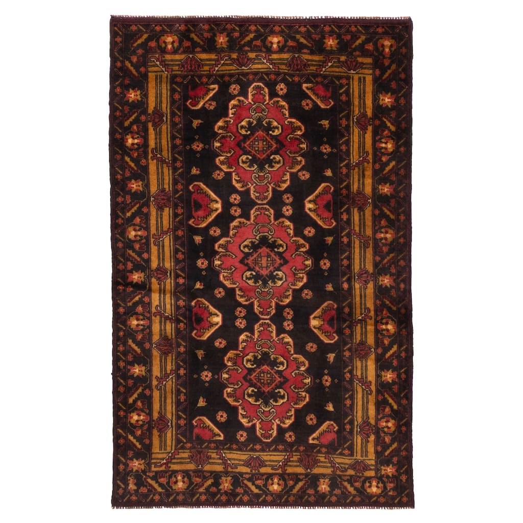 ECARPETGALLERY Hand-knotted Teimani Black Wool Rug - 3'6 x 5'7