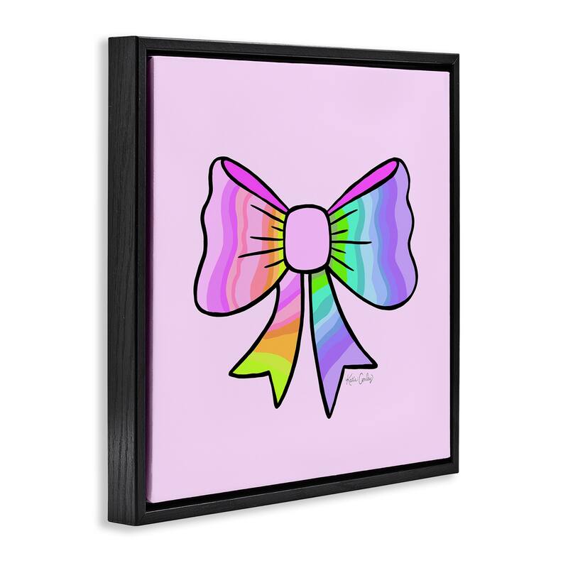 Stupell Pastel Rainbow Ombre Ribbon Framed Floater Canvas Wall Art Design By Katie Conley