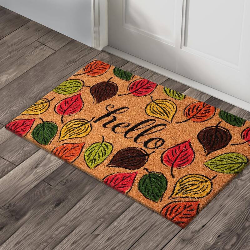 A1HC Natural Coco Coir Door Mat with Heavy Duty Non-Slip PVC Backing - 18" x 30" - Easy to Clean