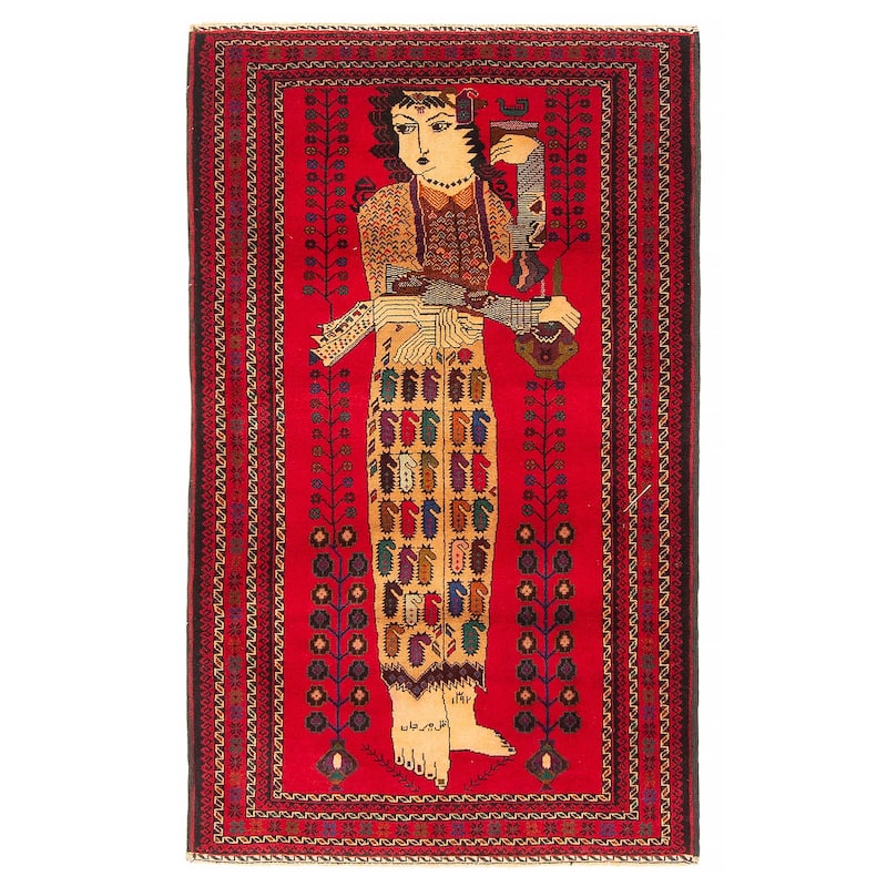 Teimani Red Rug 2'11" x 4'10" - 2'11 x 4'10 - Red - 2'11 x 4'10