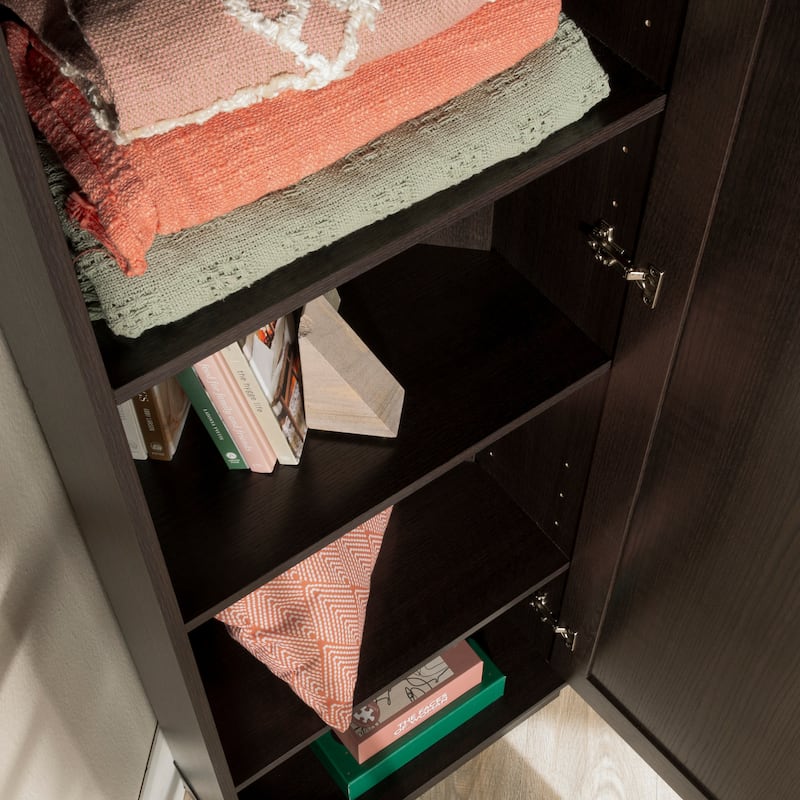 Engineered Wood Contemporary Corner Storage Cabinet with 5 Shelves, Brown - 20.79" W × 19.45" D × 71.42" H