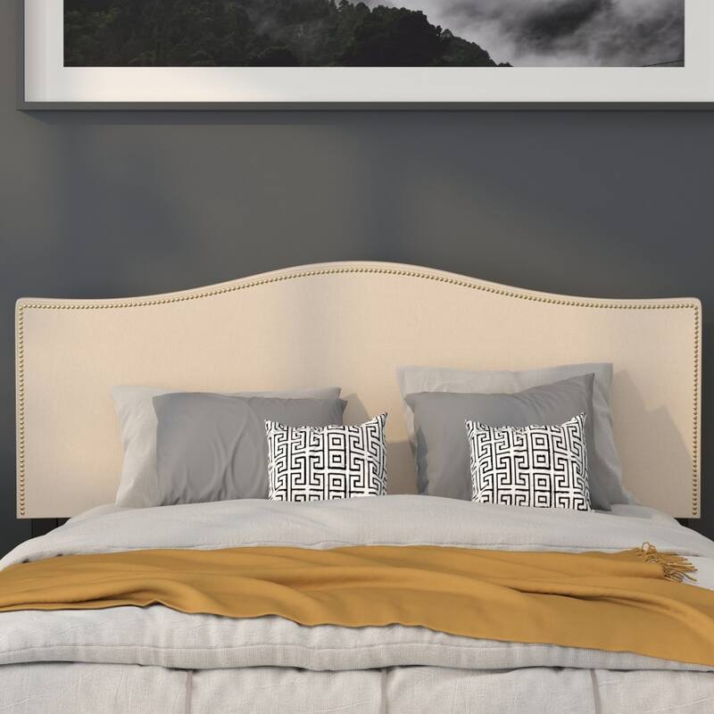 Arched Upholstered Headboard with Nailhead Trim
