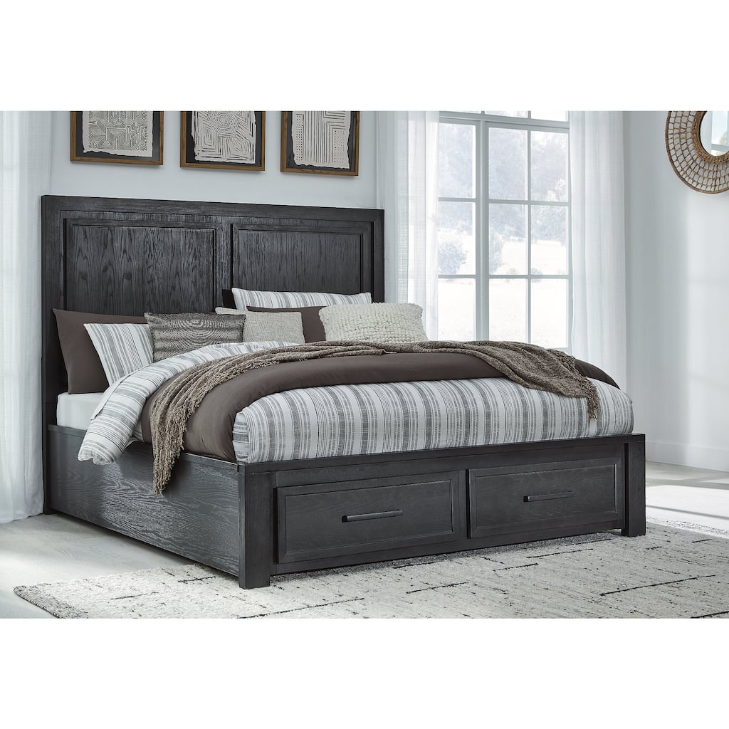 Signature Design by Ashley Foyland Black California King Panel Storage Bed