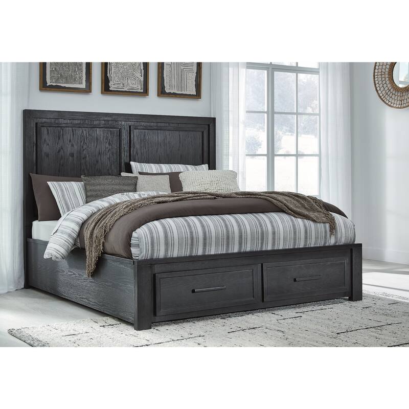 Signature Design by Ashley Foyland Black Storage Bed - Queen
