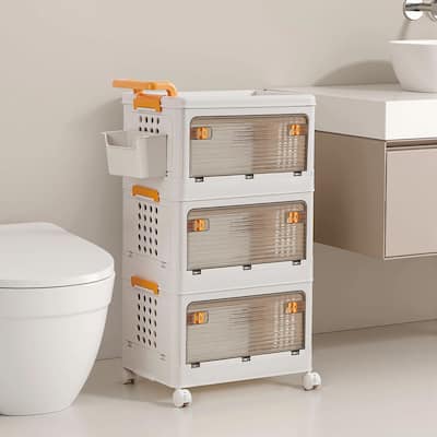 Collapsible Storage Bins with Lids, 3-Tier Stackable Storage Bins Closet Organizers and Containers for Home & Office