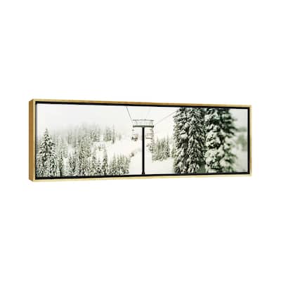 iCanvas "Chair lift and snowy evergreen trees at Stevens PassWashington State, USA" by Panoramic Images Framed Canvas Print