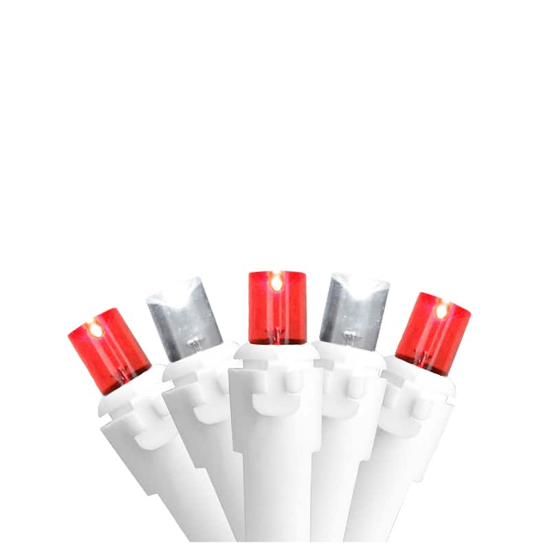 100-Count Red and Pure White LED Wide Angle Icicle Christmas Lights - 5.5ft White Wire - 5.5'