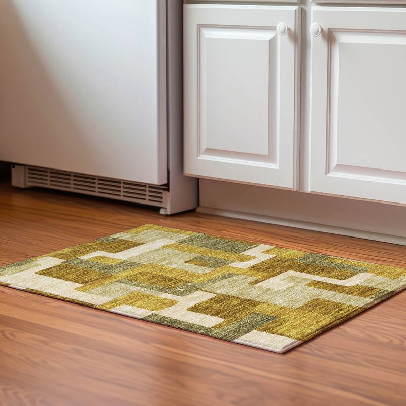 Premium Washable Super Soft Geo Casual Mayfield Rug - Wheat - 1'8" x 2'6"