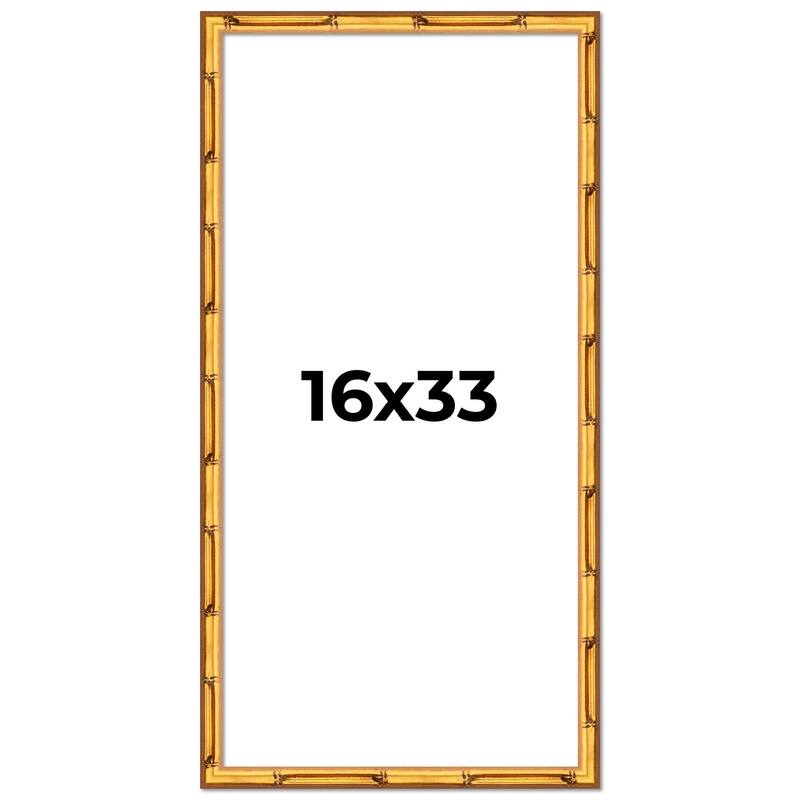 16x33 Frame Gold Bamboo Picture Frame Modern Photo Frame Includes UV Acrylic Shatter Guard Front Acid Free Foam Backing Board