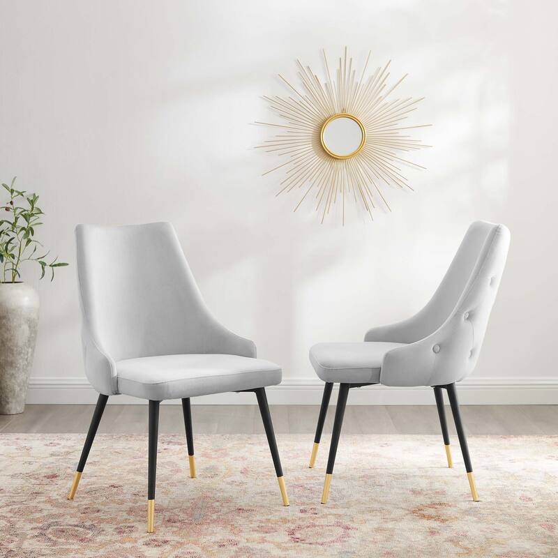 Modway Adorn Dining Side Chair Performance Velvet in Navy, Set of 2