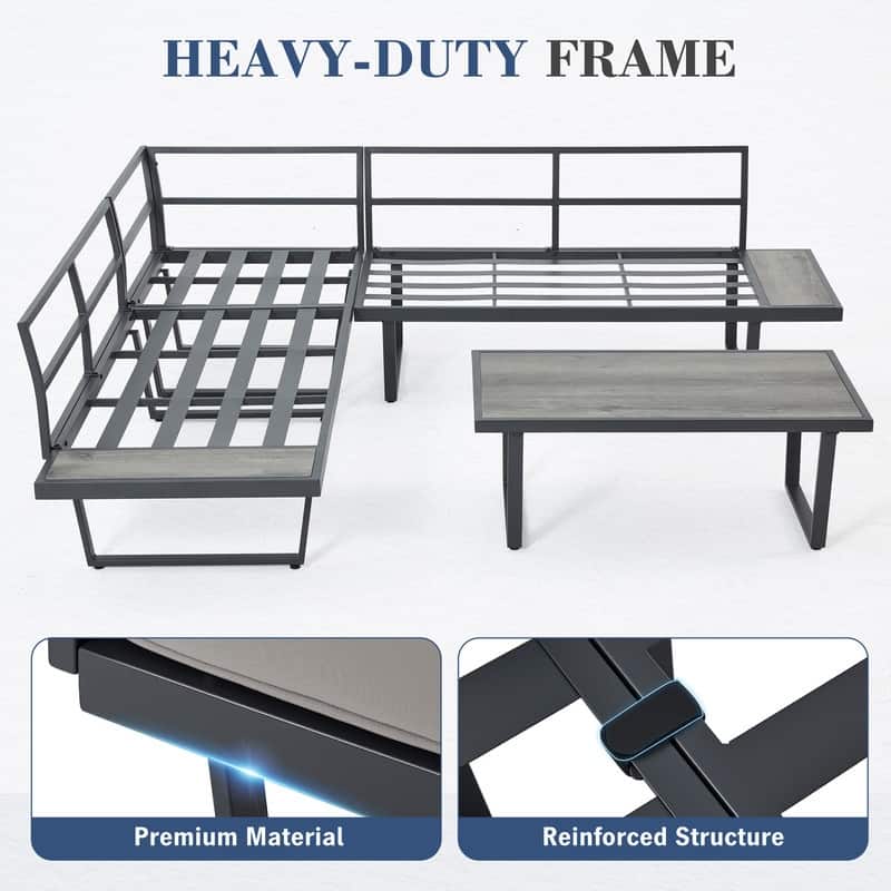 4-Piece Outdoor Patio Conversation Set with Coffee Table – All-Weather Furniture for Garden, Pool & Balcony