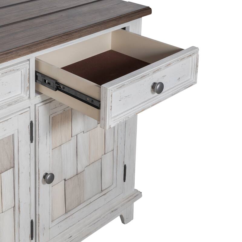 River Place Riverstone White & Tobacco Accent Server