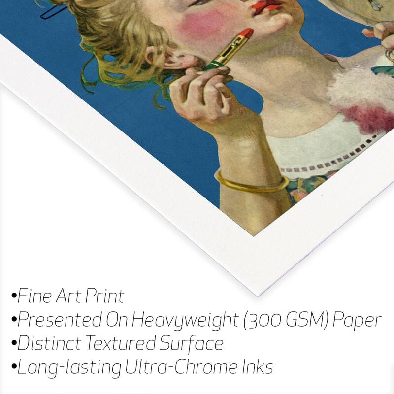 Little Girl with Lipstick Fine Art by Norman Rockwell - Multi - 32x24