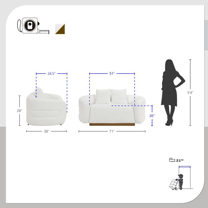 Selsey 2-Piece Sherpa Fabric Living Room Sofa Set