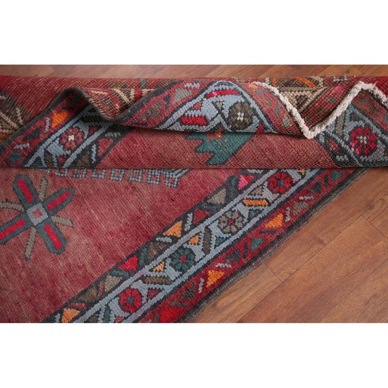 Tribal Ardebil Vintage Persian Runner Rug Handmade Wool Carpet - 3'5" x 12'9"