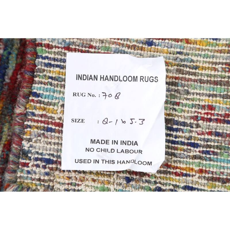 Hand Knotted Oriental 100% Wool Carpet Tribal Abstract Multi-Colored Gabbeh Area Rug - 8' 1'' X 5' 3''