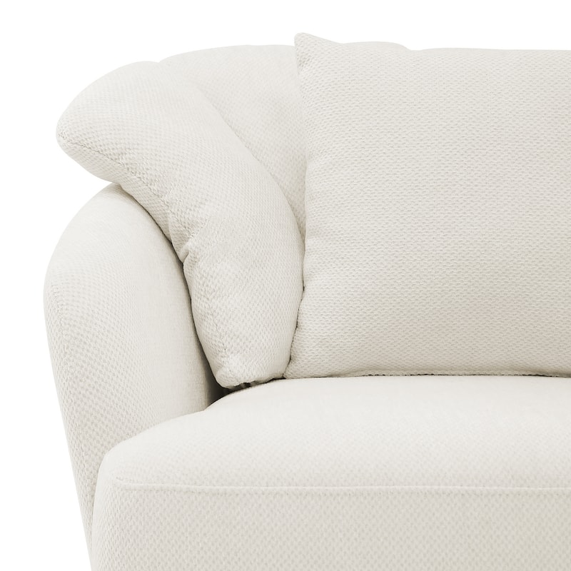 Upholstered Swivel Accent Chair Barrel Armchair Metal Frame with Pillows Living Room Chair