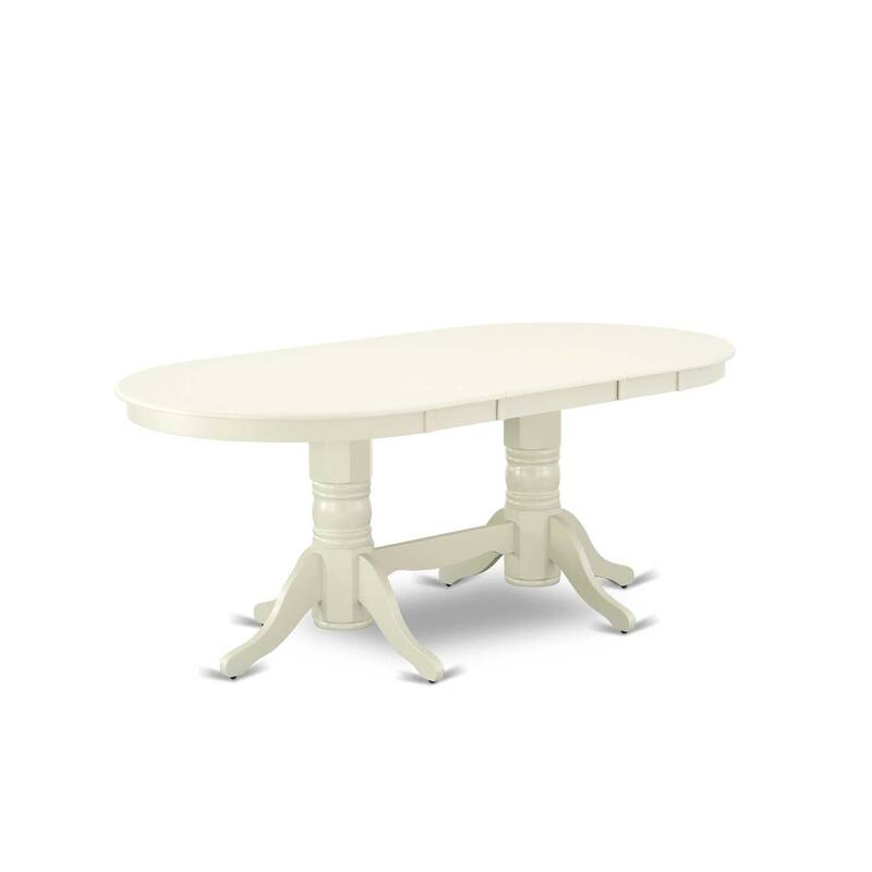 Retro Dining Table Set - 7 Piece Modern Table & Chairs - Linen White Finish - Hardwood Frame - Butterfly Leaf Design - 76