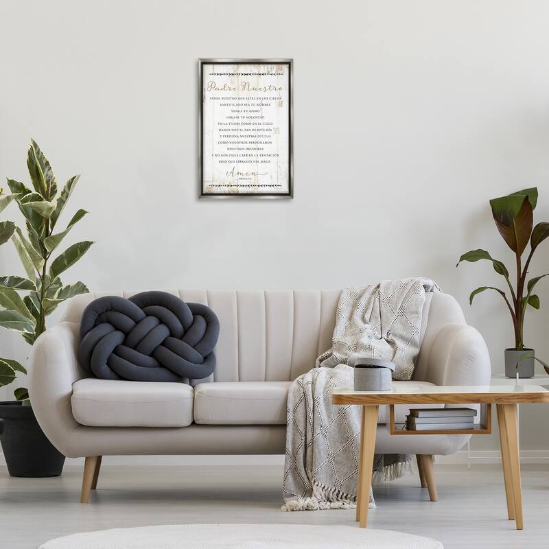 Stupell Padre Nuestro Oración Framed Floater Canvas Wall Art Design By Jennifer Pugh