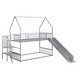 preview thumbnail 7 of 24, Twin over Twin Metal Bunk Bed House Bed with Slide and Staircase
