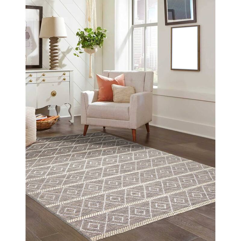 ECARPETGALLERY Braid weave Sienna Taupe Wool Rug - 6'0 x 9'1
