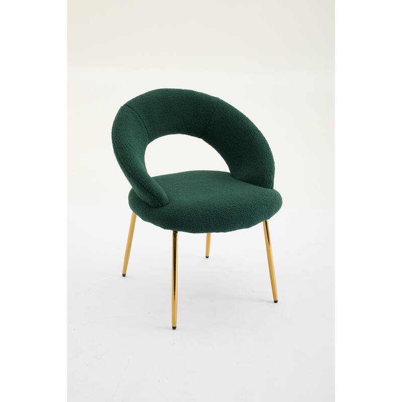 Teddy Fabric Dining Accent Chairs with Curved Backrest and Gold Metal Legs - 250lb Capacity