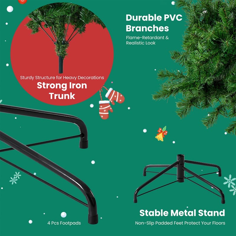 Pre-lit Snow-Flocked Christmas Tree, Artificial Holiday Christmas Tree with 120 Warm Lights, 347 Branch Tips - N/A