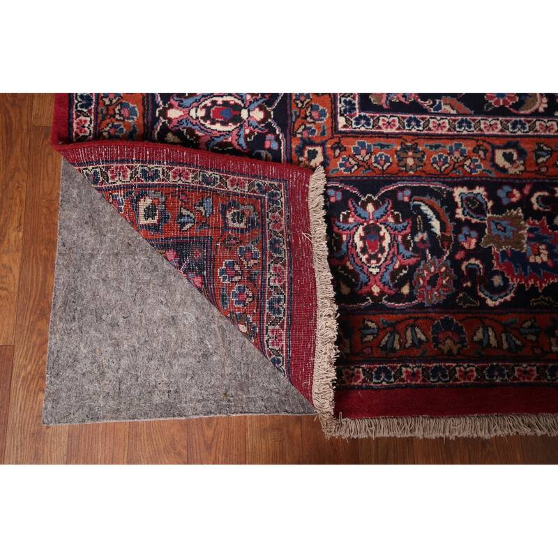 Traditional Mashad Persian Large Vintage Rug Handmade Wool Carpet - 10'0"x 16'6"