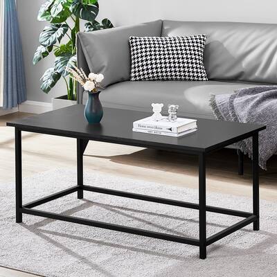 Black Coffee Table Simple Modern Coffee Tables Open Design Rectangular Minimalist Center Table for Living Room Home